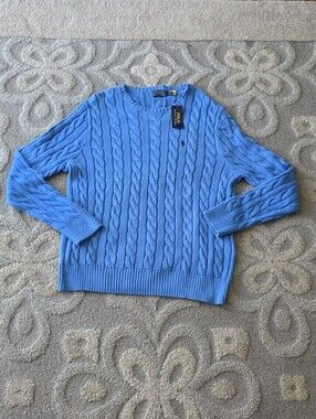 Polo by Ralph Lauren Men’s Dark Sky Blue Cable Knit Sweater Size L